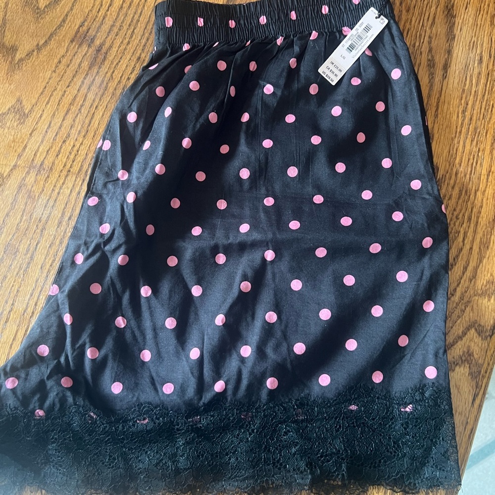 Black Skirt with Pink Polka Dots